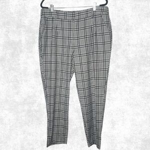 Abercrombie & Fitch Black White Plaid Trousers - Size XL - High Rise Slim Fit Pa